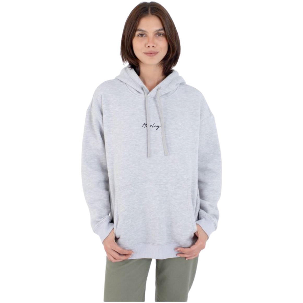 2026 Hurley Womens Script Only Hoodie WFTEU00017 - Light Heather Grey